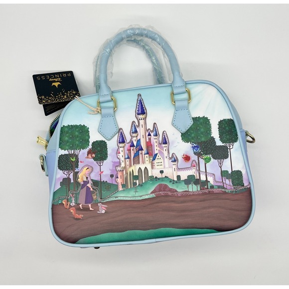DISNEY LOUNGEFLY Princess Castle Series Sleeping Beauty Crossbody Purse NWT - Picture 1 of 8